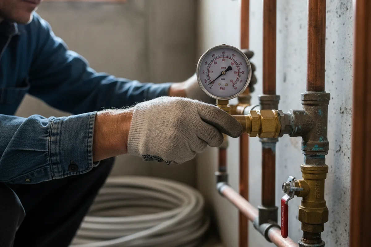 Pressure testing a repaired line during Water Line Repair in Jacksonville